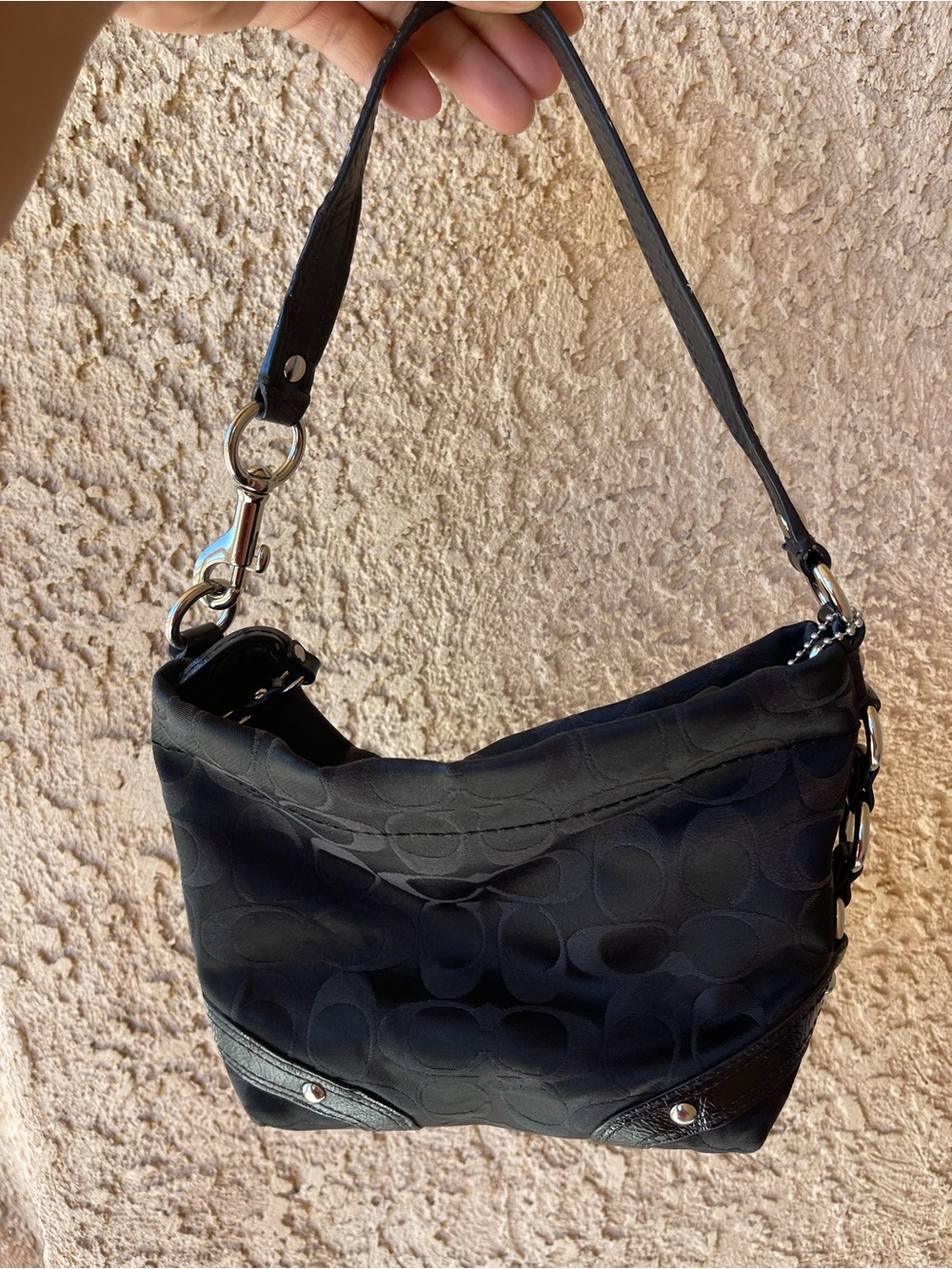 Coach mini Carly Black Signature Jacquard Shoulder Bag